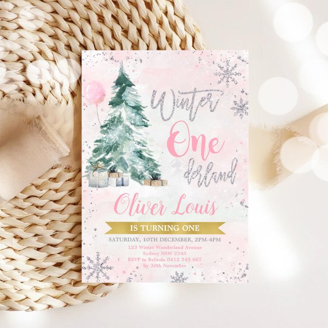 Convites Winter ONEderland Girl 1st Birthday Invitation (Criador carregado)