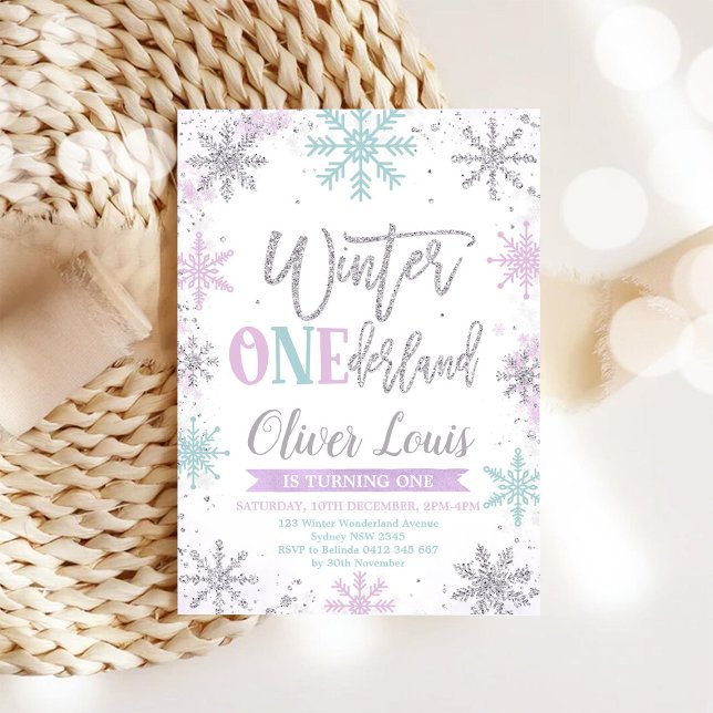 Convites Winter ONEderland Girl 1st Birthday Invitation (Criador carregado)