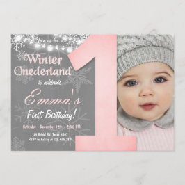 Convites Winter Onederland Girl Snowflake Birthday