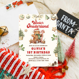 Convites Winter Onederland Green Christmas Cookie Aniversár