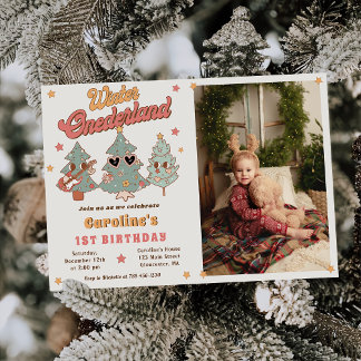 Convites Winter Onederland Hippie Christmas Tree Birthday