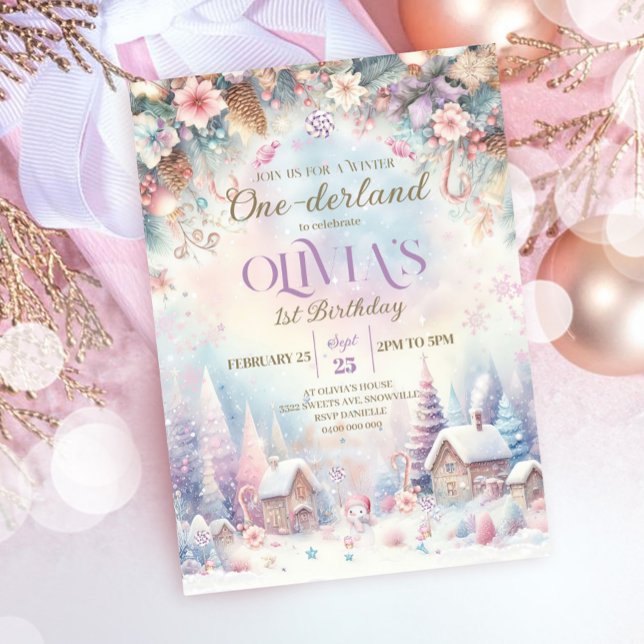 Convites Winter Onederland Invitation Winter Sweets House (Winter Onederland Birthday Invitation)