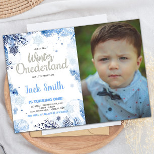 Convites Winter ONEderland Invtions Silver Glitter Photo