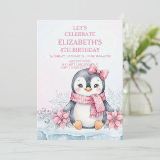 Convites Winter Onederland Penguin Girl Birthday