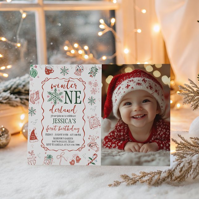 Convites Winter ONEderland Photo Invitation (Criador carregado)