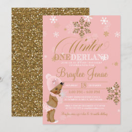 Convites Winter Onederland Primeiro Aniversário Africano-Am