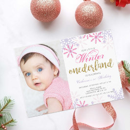 Convites Winter Onederland primeiro aniversario Baby Girl R