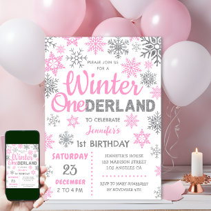 Convites Winter Onederland primeiro aniversario de flocos