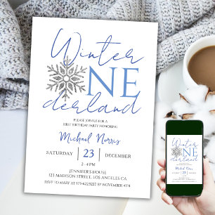 Convites Winter ONEderland   primeiro aniversario Minimalis