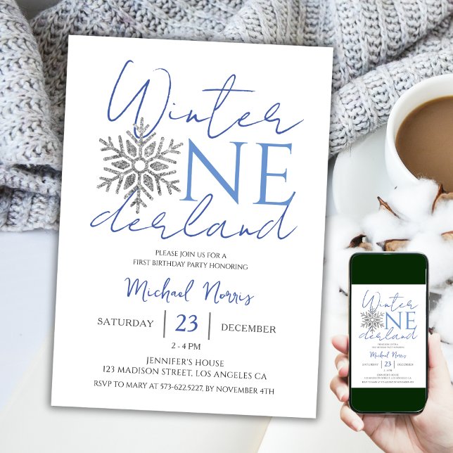 Convites Winter ONEderland | primeiro aniversario Minimalis (Criador carregado)