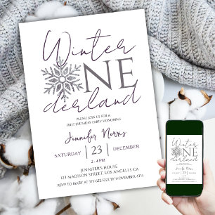 Convites Winter ONEderland   primeiro aniversario minimalis
