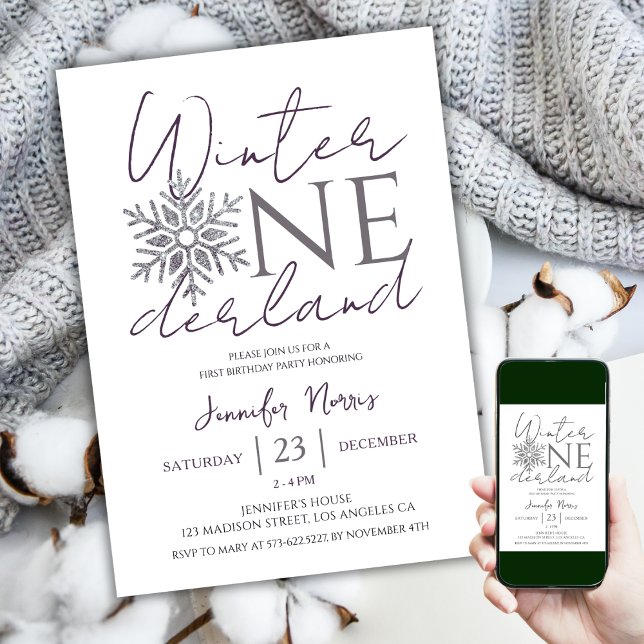 Convites Winter ONEderland | primeiro aniversario minimalis (Criador carregado)