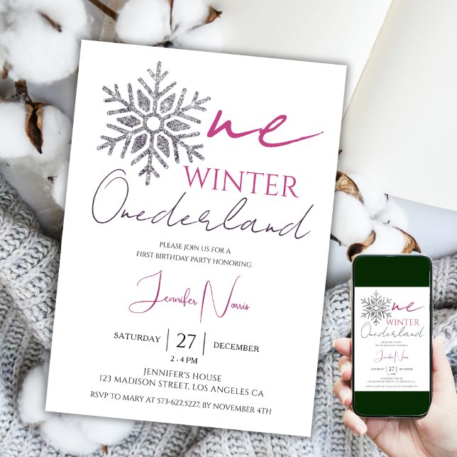 Convites Winter ONEderland | primeiro aniversario Minimalis (Criador carregado)