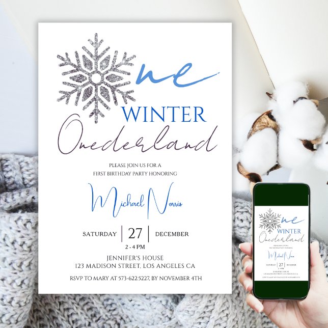 Convites Winter ONEderland | primeiro aniversario Minimalis (Criador carregado)