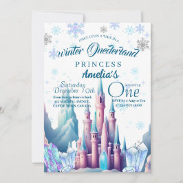 Convites Winter Onederland Princesa primeiro aniversario Pa