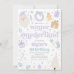 Convites Winter ONEderland Purple Christmas Festa de aniver<br><div class="desc">Winter ONEderland Purple Christmas Convite de aniversário</div>