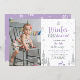 Convites Winter Onederland, Rapariga Primeira Foto Aniversá