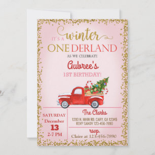 Convites Winter Onederland Red Tirland primeiro aniversario