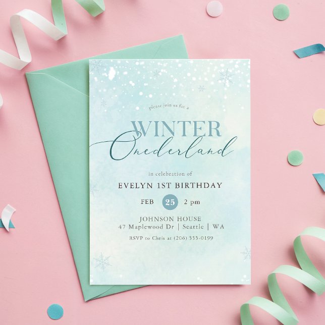 Convites Winter Onederland Silver Glitter Baby 1st Birthday (Criador carregado)