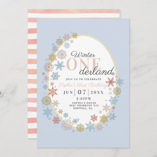Convites Winter Onederland Snowflake First Birday