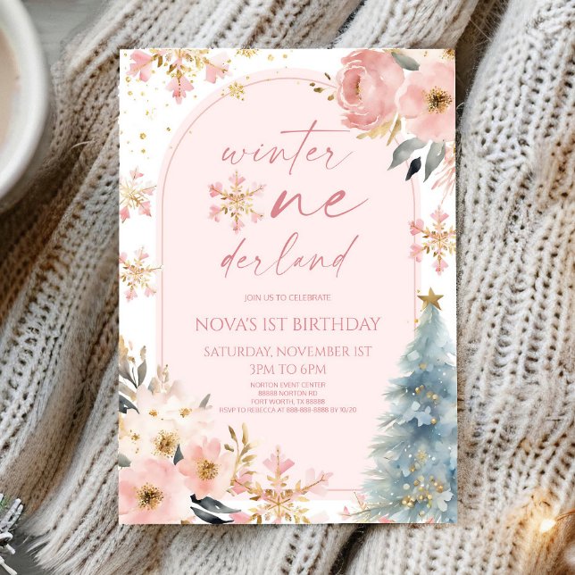 Convites Winter Onederland Snowflake Party (Festa de primei (Criador carregado)