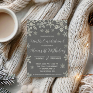 Convites Winter ONEderland, Snowflake Primeira Festa de ani