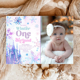 Convites Winter Onederland Snowflakes Castle Girl Birday