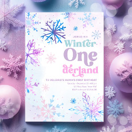 Convites Winter Onederland Snowflakes Girl Primeiro Anivers