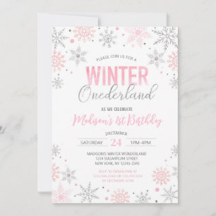 Convites Winter Onederland Snowflakes Primeiro primeiro ani