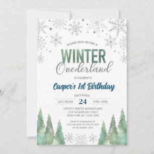 Convites Winter Onederland Snowflakes Primeiro primeiro ani