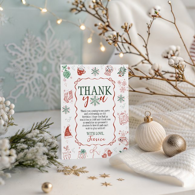 Convites Winter ONEderland Thank You Card (Criador carregado)