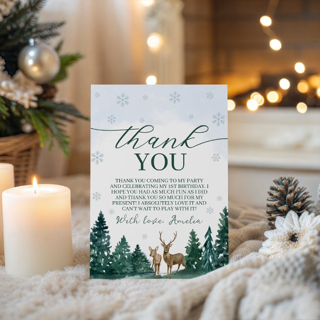Convites Winter ONEderland Thank You Card (Criador carregado)