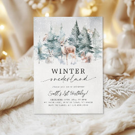 Convites Winter ONEderland Woodland Forest 1st Birthday