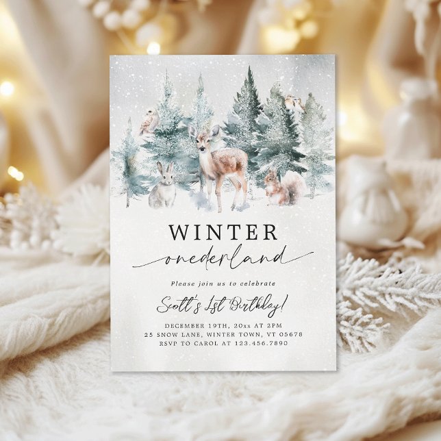 Convites Winter ONEderland Woodland Forest 1st Birthday (Criador carregado)