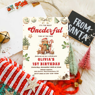 Convites Winter Oneformação Green Christmas Cookie Birthday