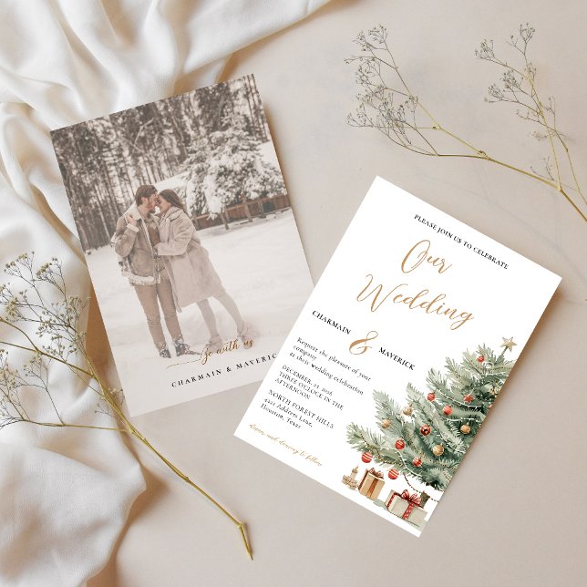 Convites Winter Photo Wedding Holiday Invitation (Criador carregado)