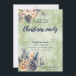 Convites Winter Pine cone floral Festa de Natal<br><div class="desc">Elegante trendy pine cone de inverno floral festas animadas de festas de festas de inverno design.</div>