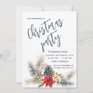 Convites Winter Pine cone floral Festa de Natal