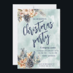 Convites Winter Pine cone floral Festa de Natal<br><div class="desc">Elegante trendy pine cone de inverno floral festas animadas de festas de festas de inverno design.</div>