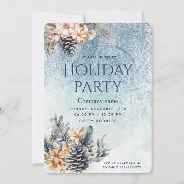 Convites Winter Pine cone floral party (Frente)