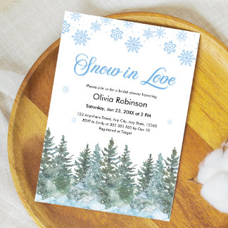 Convites Winter Pine Snow in Love Snowflakes Bridal Shower
