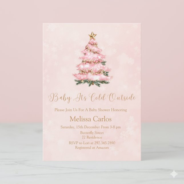 Convites Winter Pink Baby It's Cold Outside Baby shower (Criador carregado)