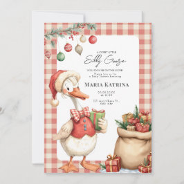 Convites Winter Red Christmas Silly Goose Baby Shower