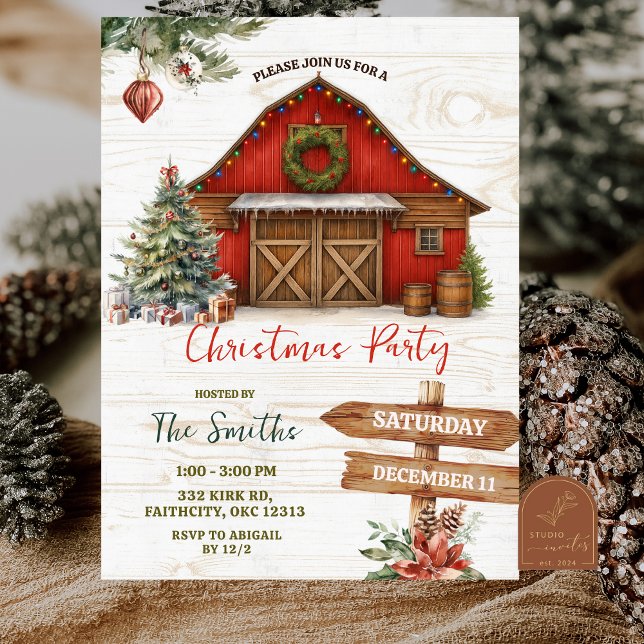 Convites Winter Rustic Country Holiday Barnyard Party (Criador carregado)