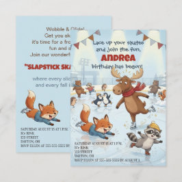 Convites Winter Slapstick Ice Skating Birthday Invitation