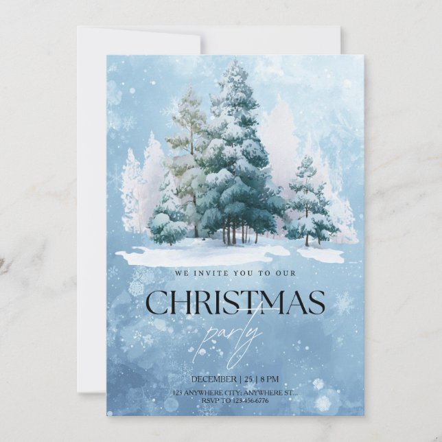 Convites Winter Snow Christmas Party Invitation (Frente)