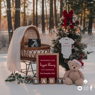 Convites Winter Snow Christmas pregnancy announcement