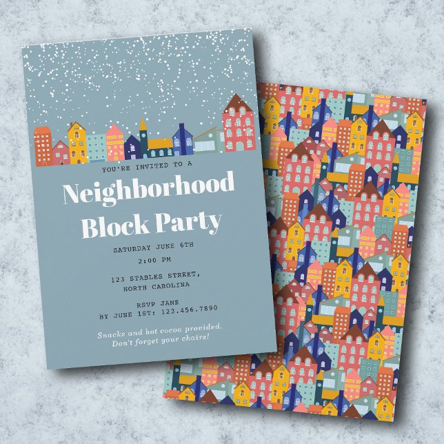 Convites Winter Snow Neighborhood Block Party (Winter Snow Neighborhood Block Party Invitation)