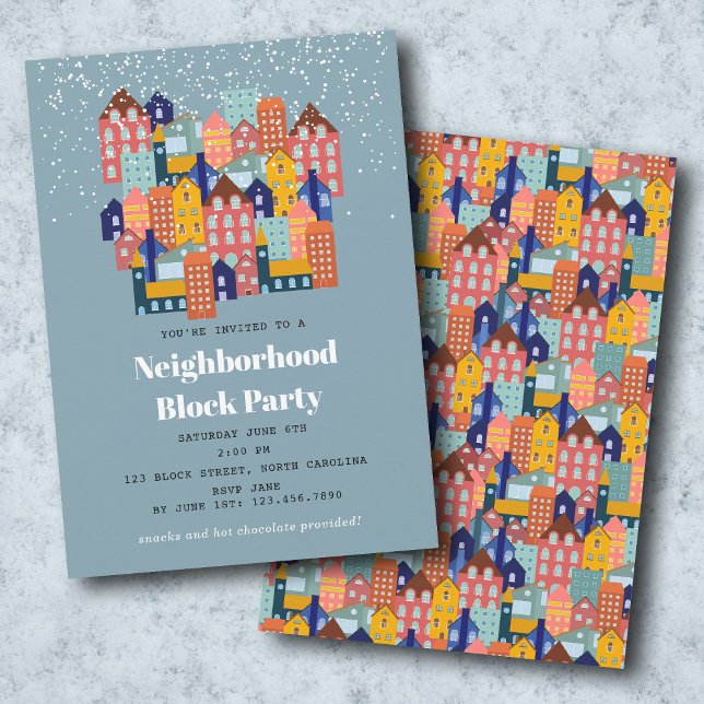 Convites Winter Snow Neighborhood Block Party (Winter Snow Neighborhood Block Party Invitation)