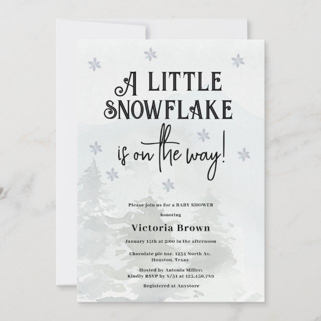 Convites Winter Snowflakes Baby Shower Invitation (Frente)